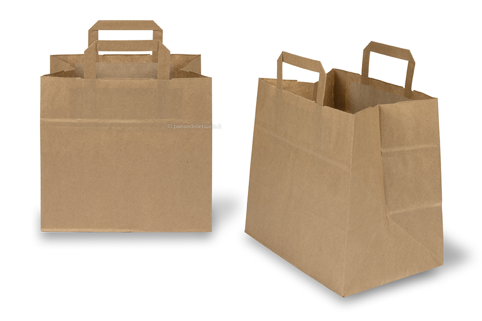 Sacchetti di carta take away con manici piatti